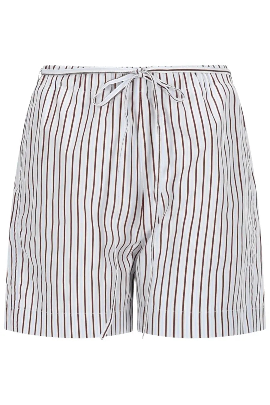 Loulou De Saison women’s shorts Lory multicolor with white and brown vertical stripes and drawstring waistband