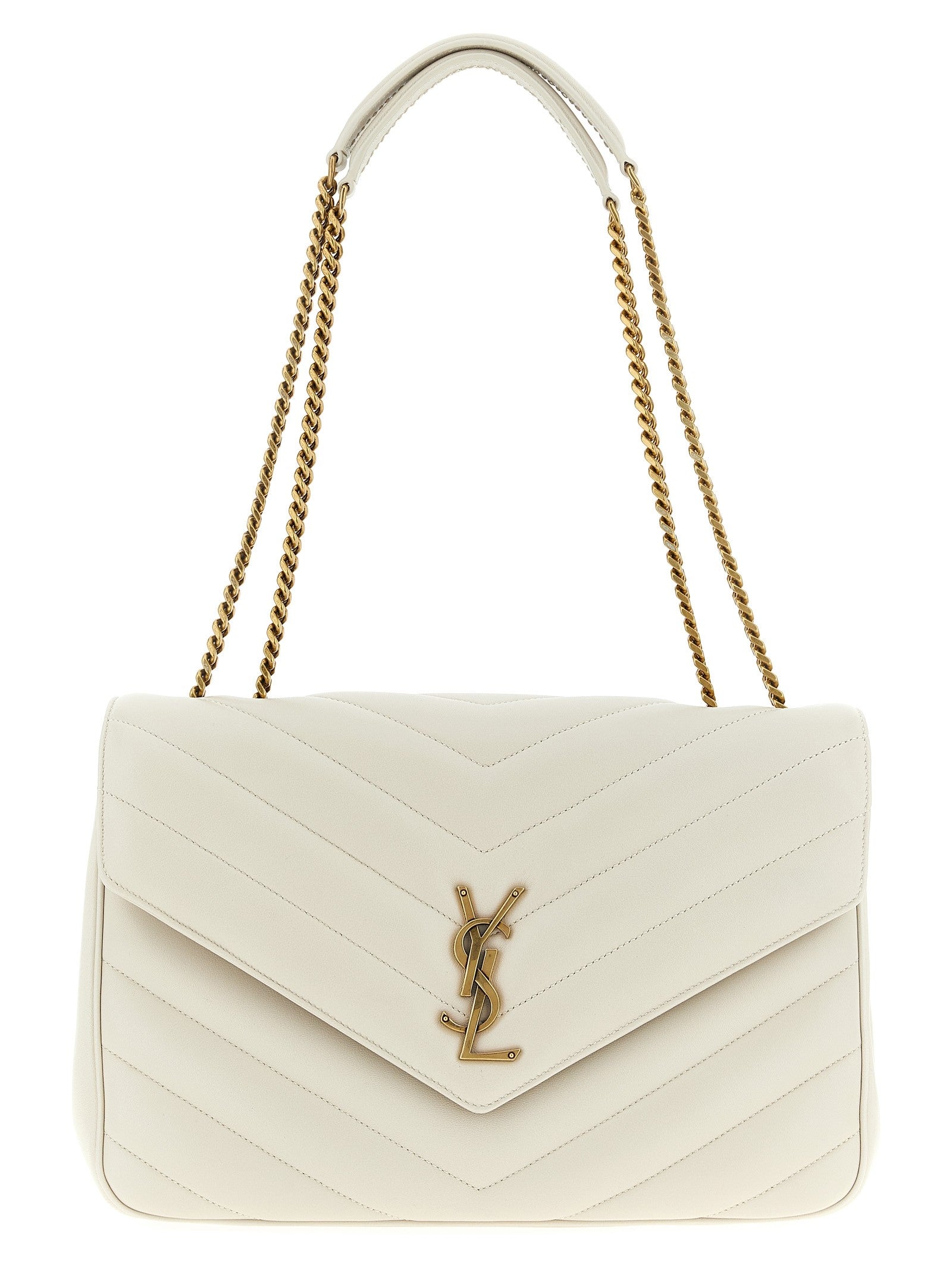 Saint Laurent Loulou Large Shoulder Bag Beige