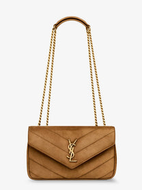 Saint Laurent Women's Loulou Leather Shoulder Bag Beige