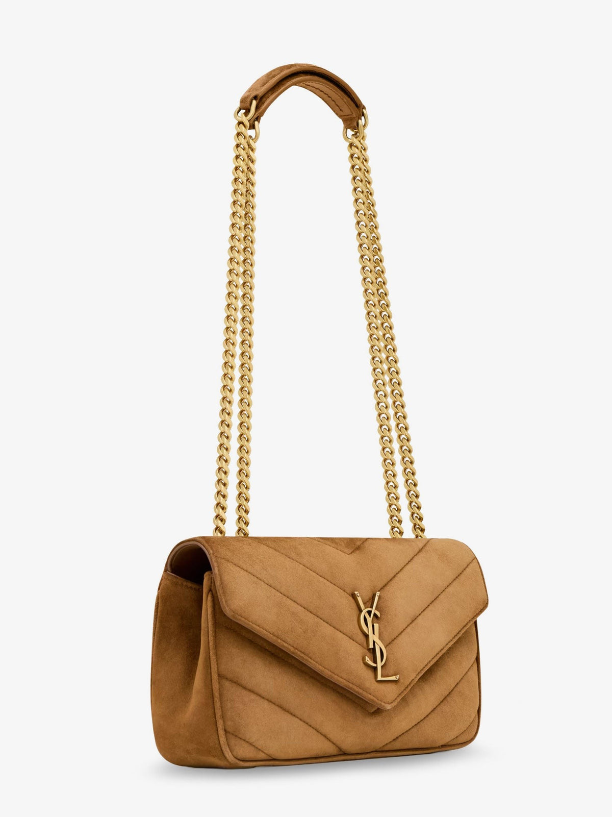 Saint Laurent Women's Loulou Leather Shoulder Bag Beige, view 3