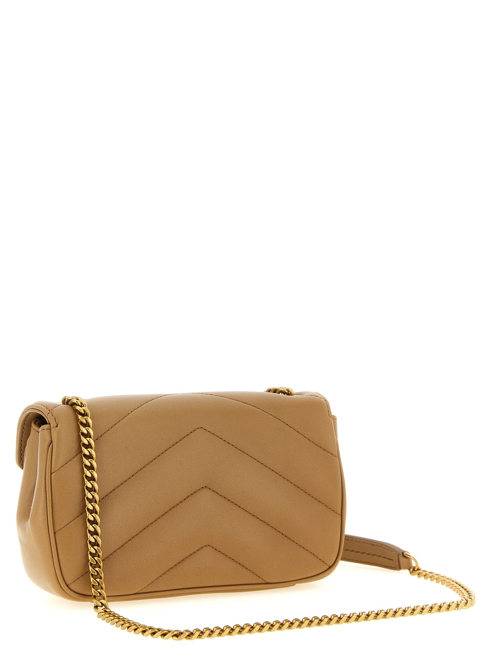 Saint Laurent Loulou Mini Crossbody Bag Beige