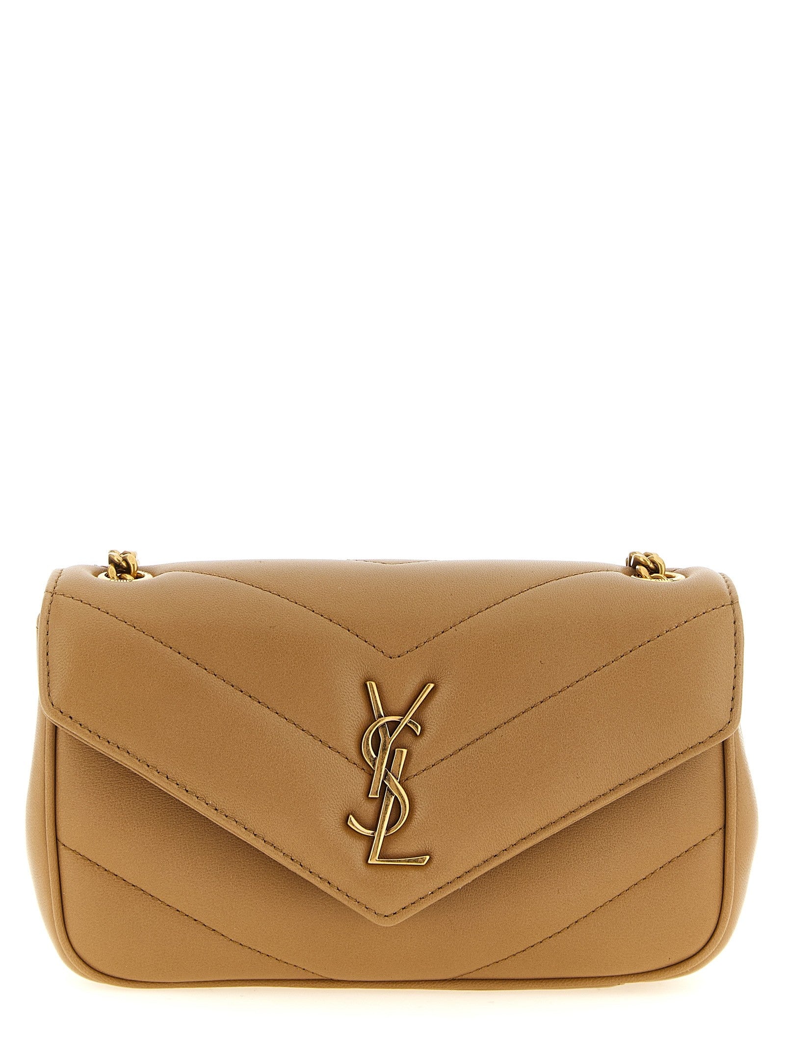Saint Laurent Loulou Mini Crossbody Bag Beige