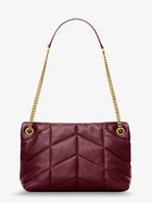 Saint Laurent Women's Loulou Puffer Matelassé Leather Shoulder Bag Red, view 2