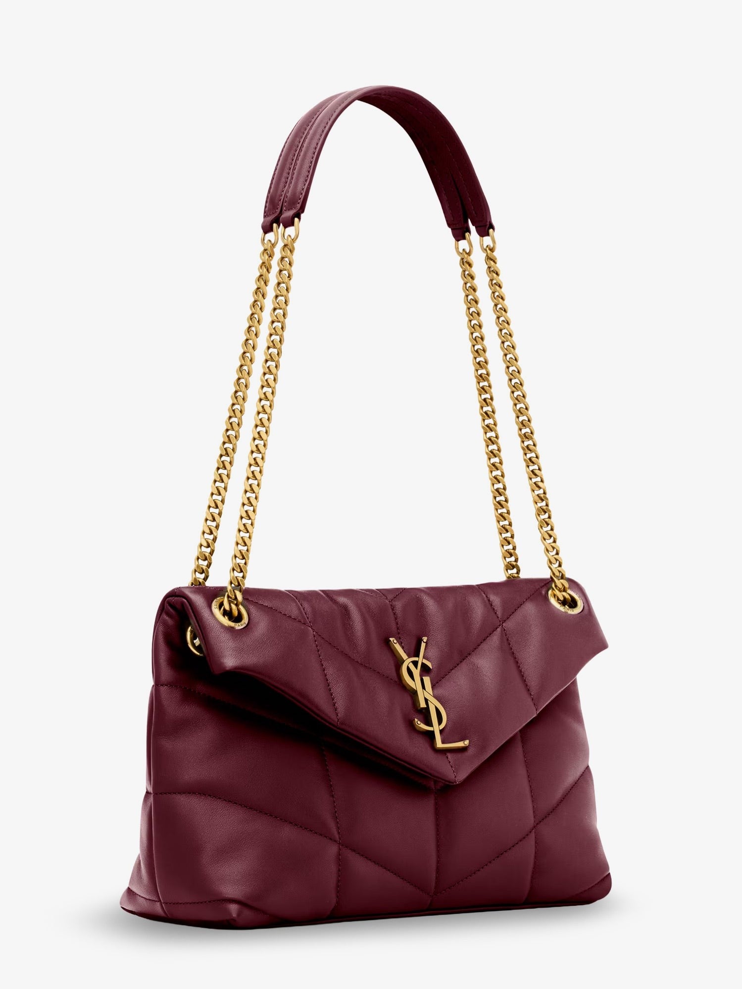 Saint Laurent Women's Loulou Puffer Matelassé Leather Shoulder Bag Red