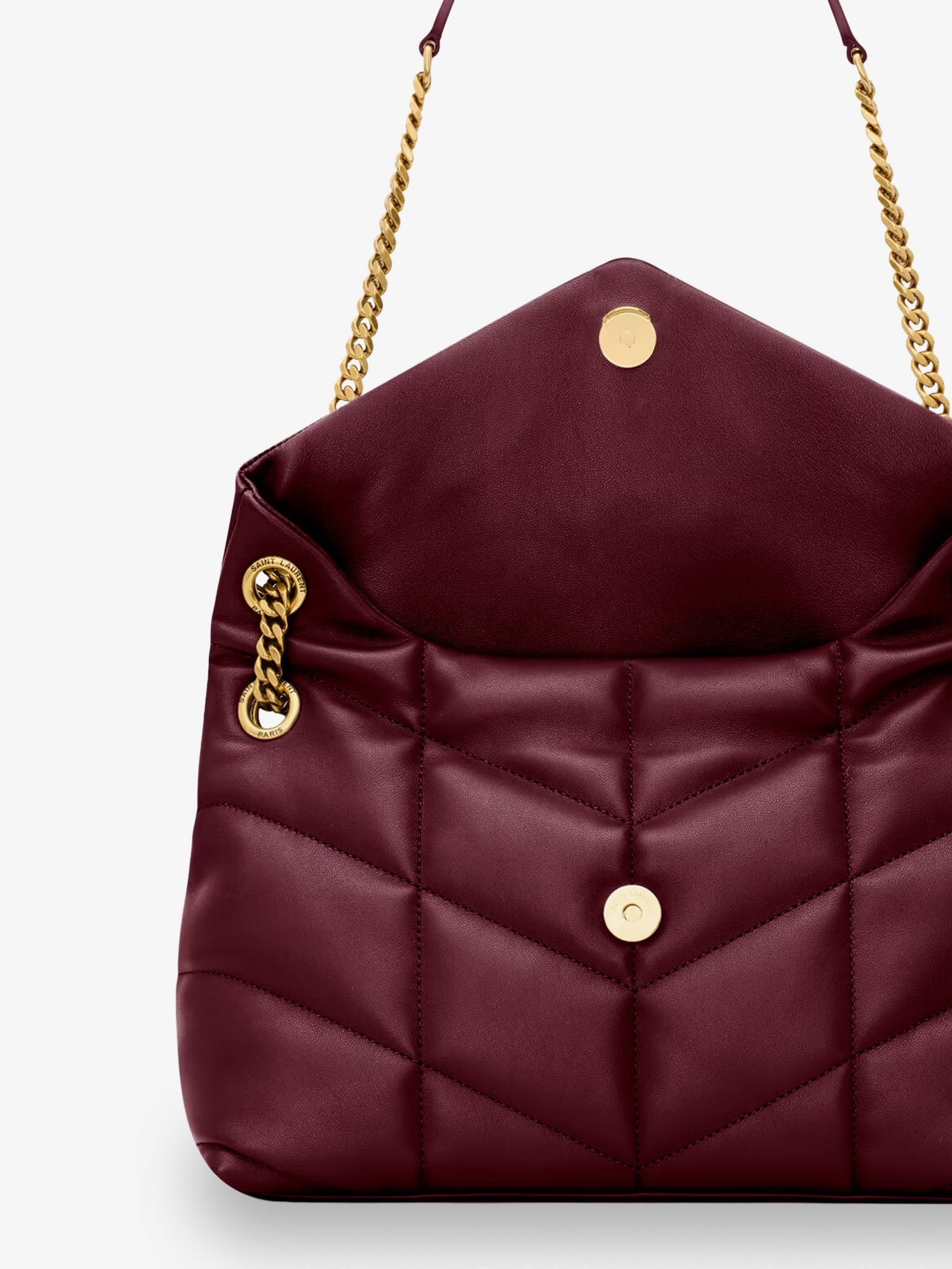 Saint Laurent Women's Loulou Puffer Matelassé Leather Shoulder Bag Red