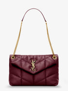 Saint Laurent Women's Loulou Puffer Matelassé Leather Shoulder Bag Red