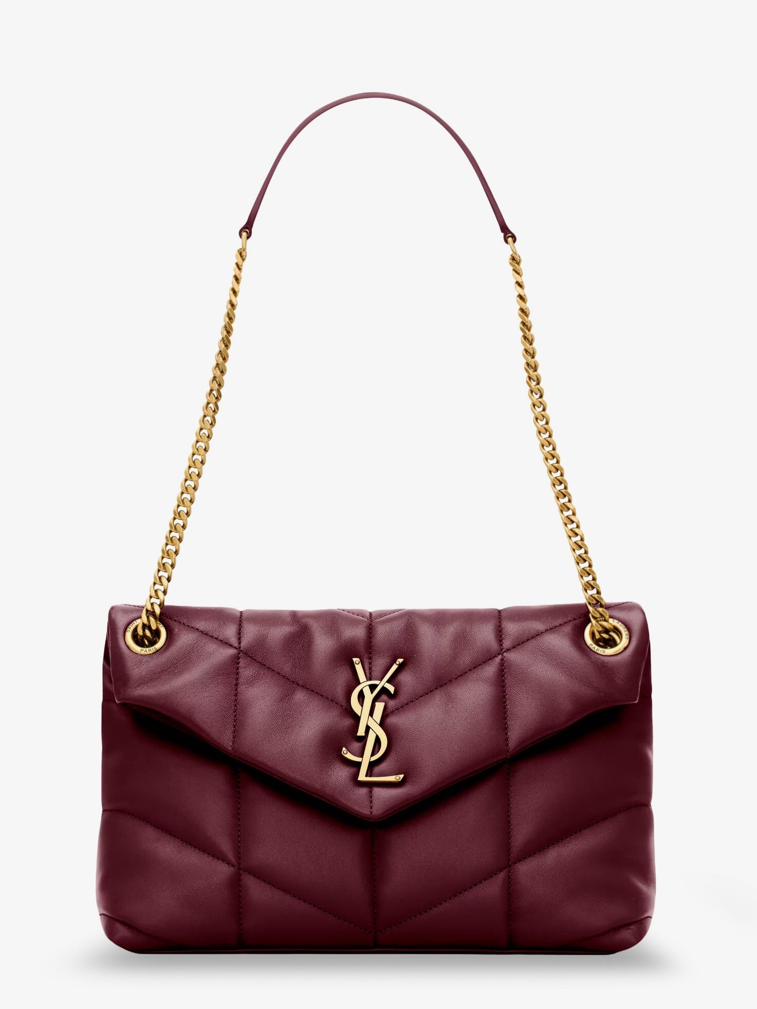 Saint Laurent Women's Loulou Puffer Matelassé Leather Shoulder Bag Red