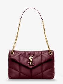 Saint Laurent Women's Loulou Puffer Matelassé Leather Shoulder Bag Red