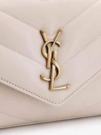 Saint Laurent Women's Loulou Small Quilted Leather Shoulder Bag White