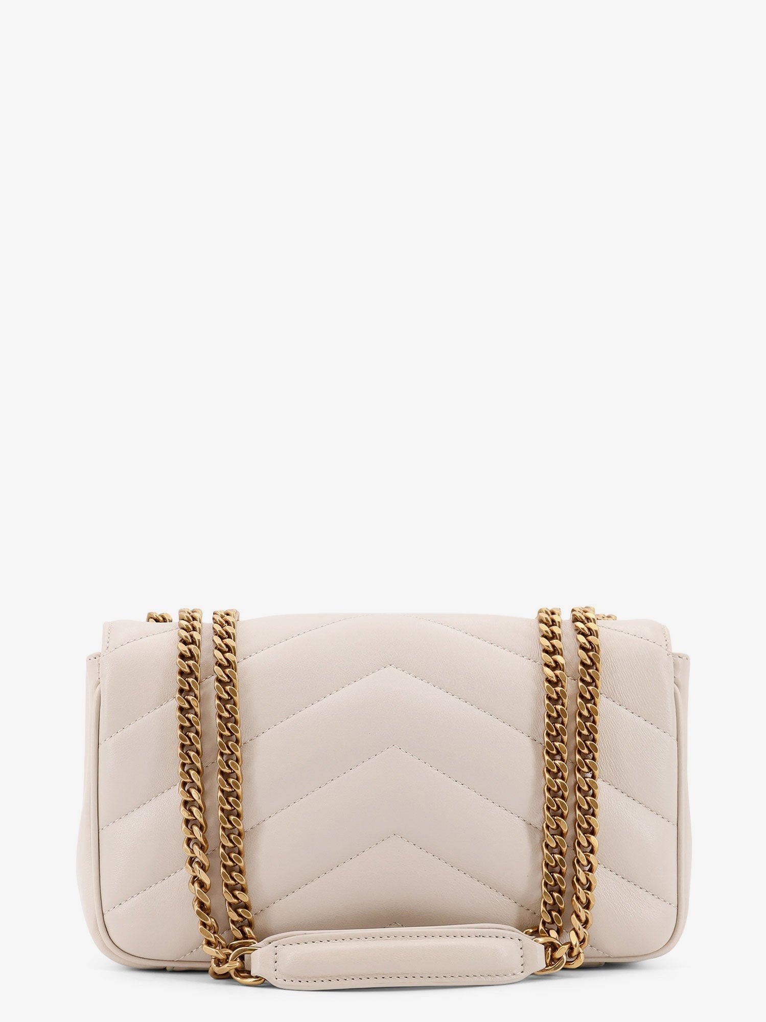 Saint Laurent Women's Loulou Small Quilted Leather Shoulder Bag White