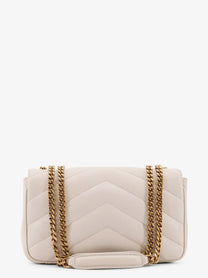Saint Laurent Women's Loulou Small Quilted Leather Shoulder Bag White