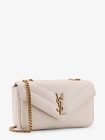 Saint Laurent Women's Loulou Small Quilted Leather Shoulder Bag White