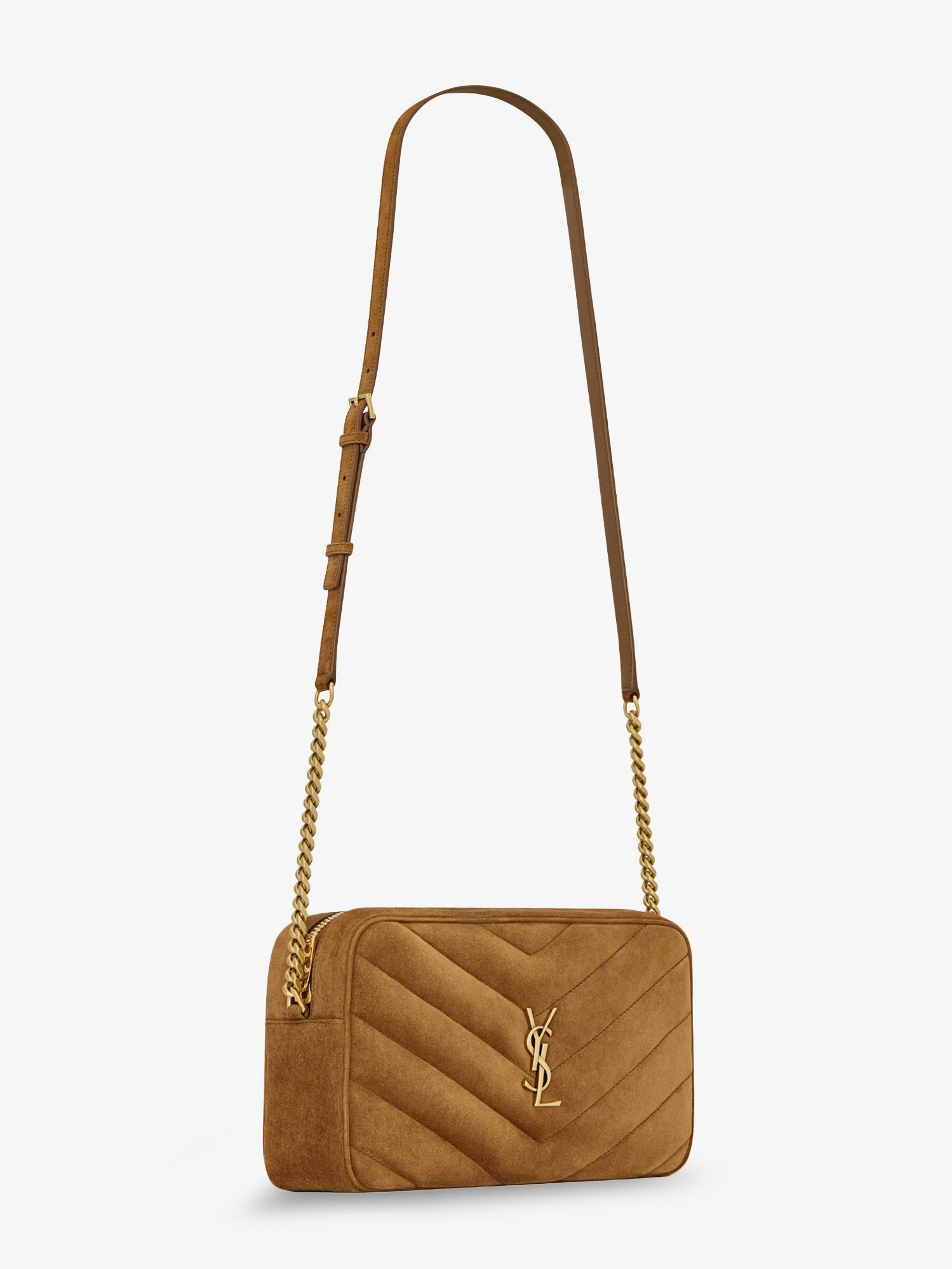 Saint Laurent Women's Loulou Suede Crossbody Bag Beige