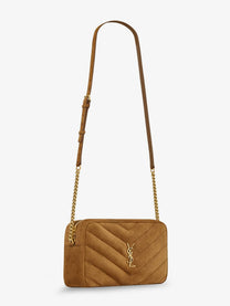 Saint Laurent Women's Loulou Suede Crossbody Bag Beige