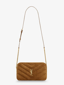 Saint Laurent Women's Loulou Suede Crossbody Bag Beige