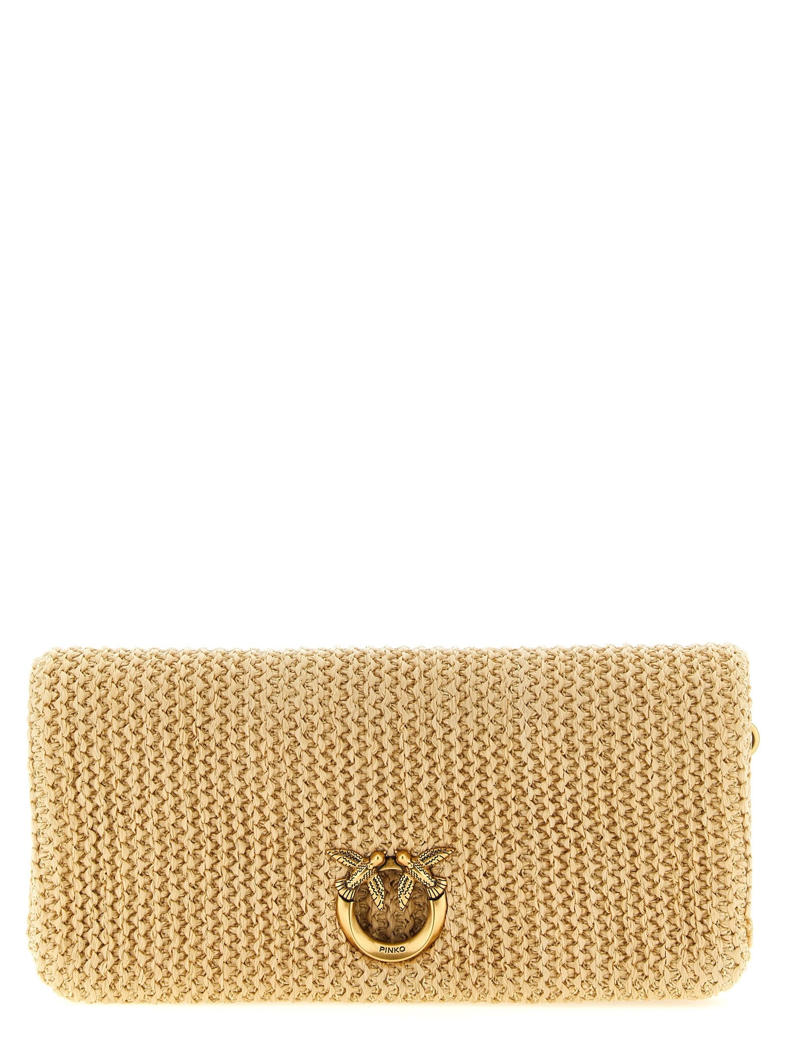 Pinko Love Bag Click Soft Horizontal Clutch Beige