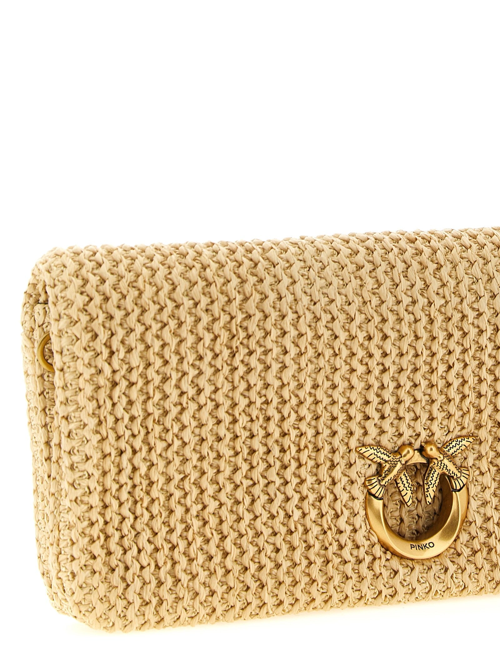 Pinko Love Bag Click Soft Horizontal Clutch Beige