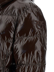 Pinko Love Birds Buckle Down Jacket Brown