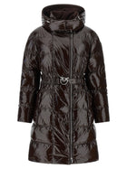 Pinko Love Birds Buckle Down Jacket Brown