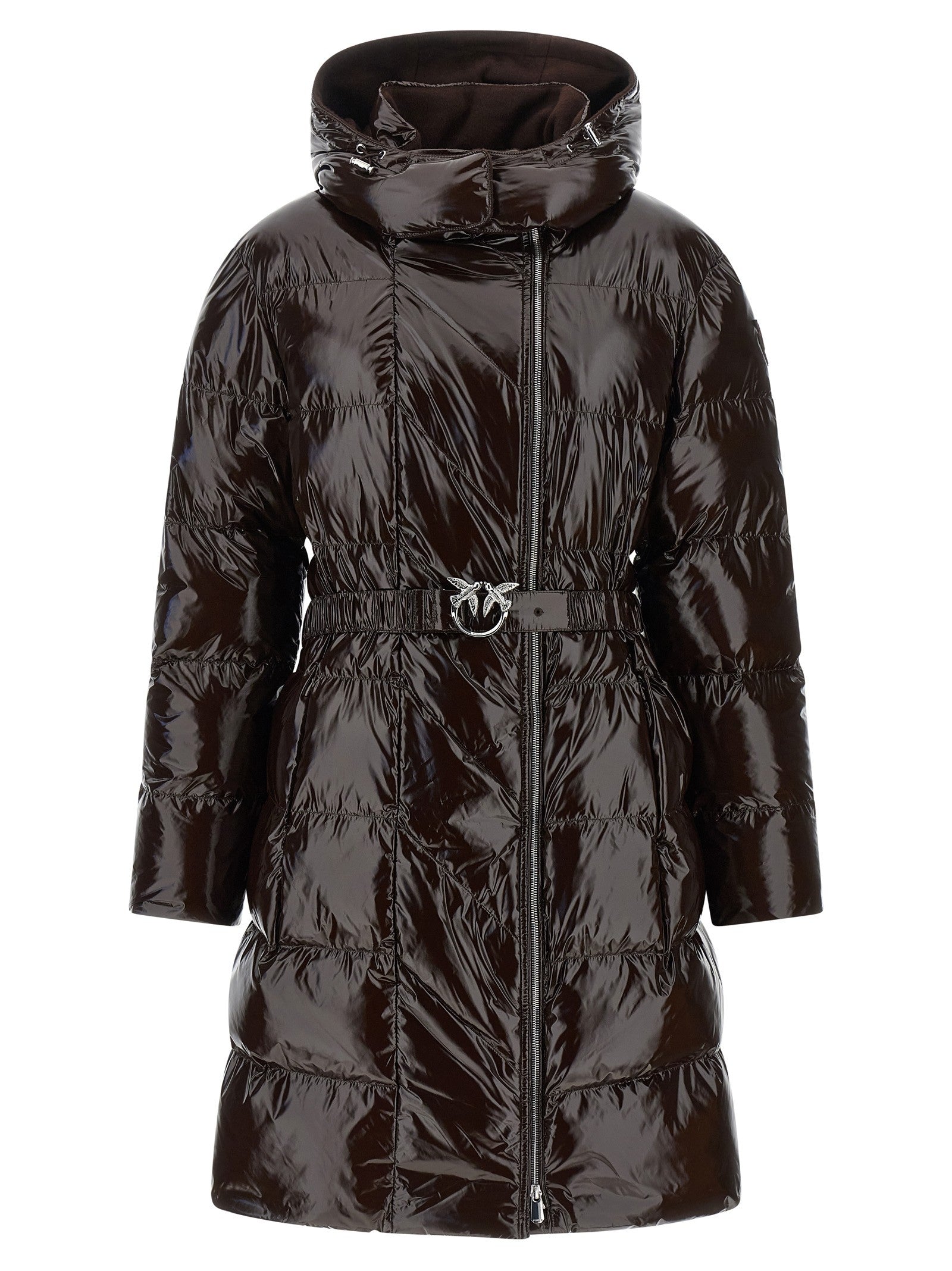 Pinko Love Birds Buckle Down Jacket Brown