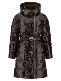 Pinko Love Birds Buckle Down Jacket Brown