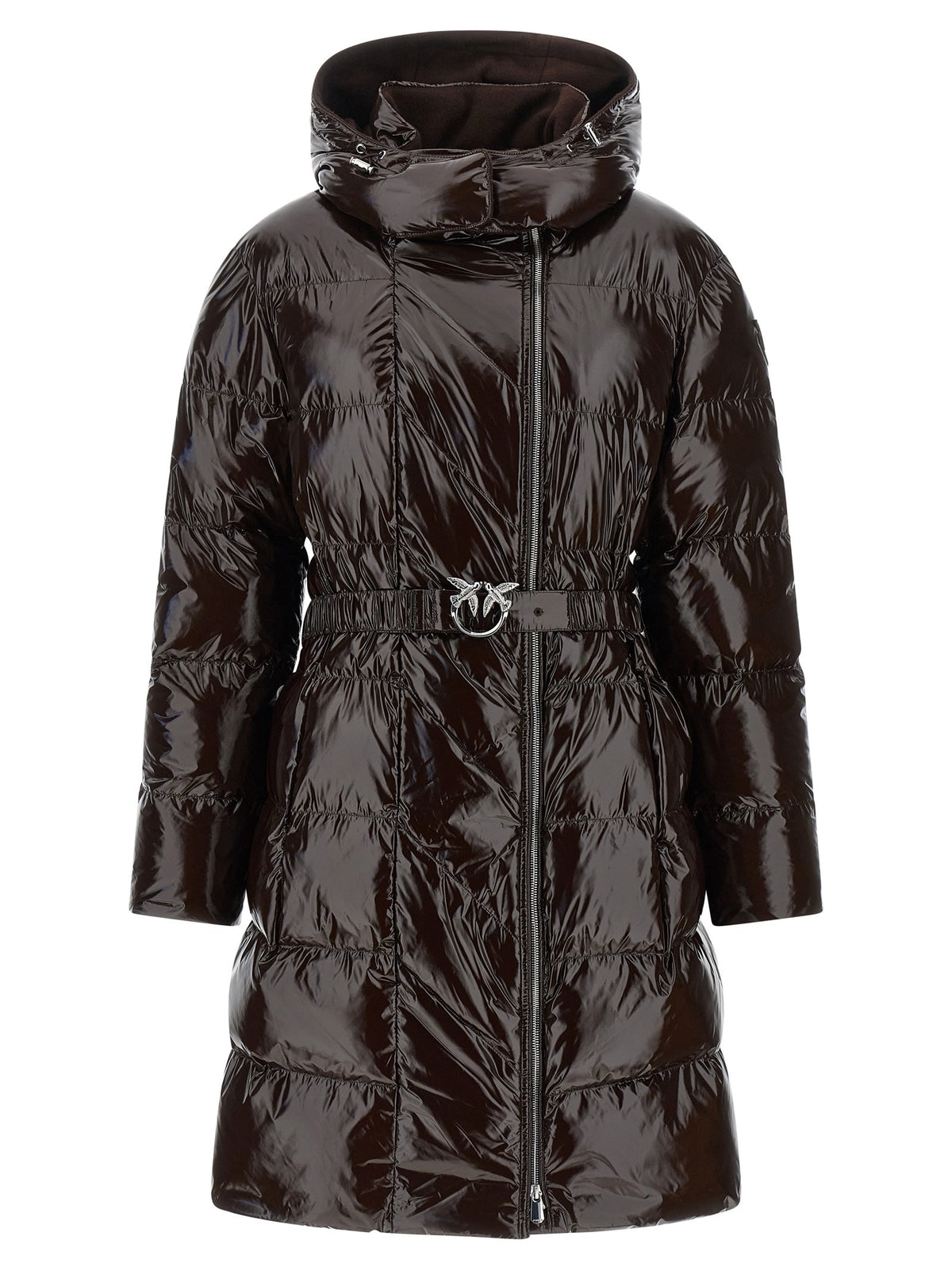 Pinko Love Birds Buckle Down Jacket Brown