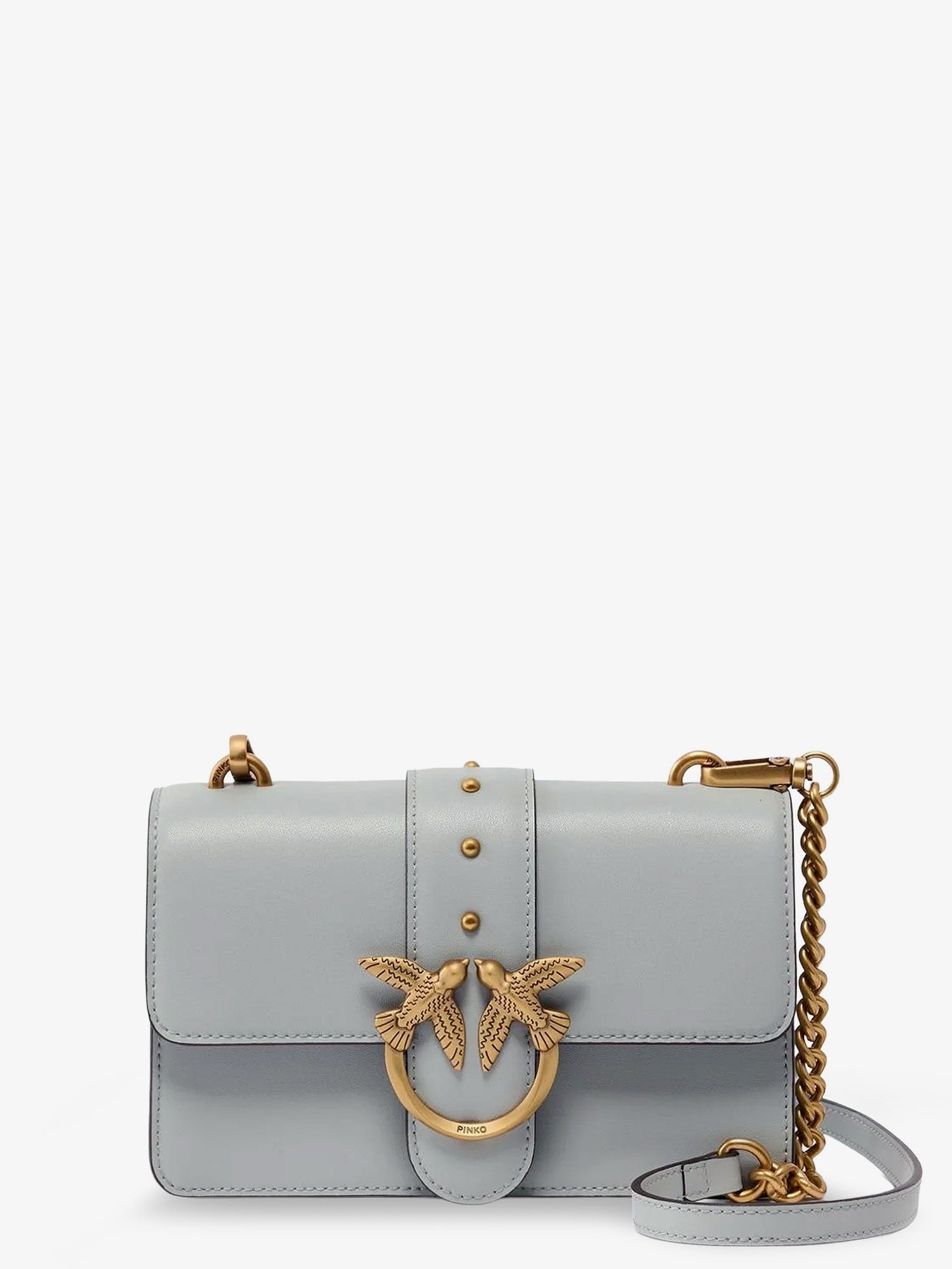 Pinko Women's Love One Mini Leather Crossbody Bag Grey