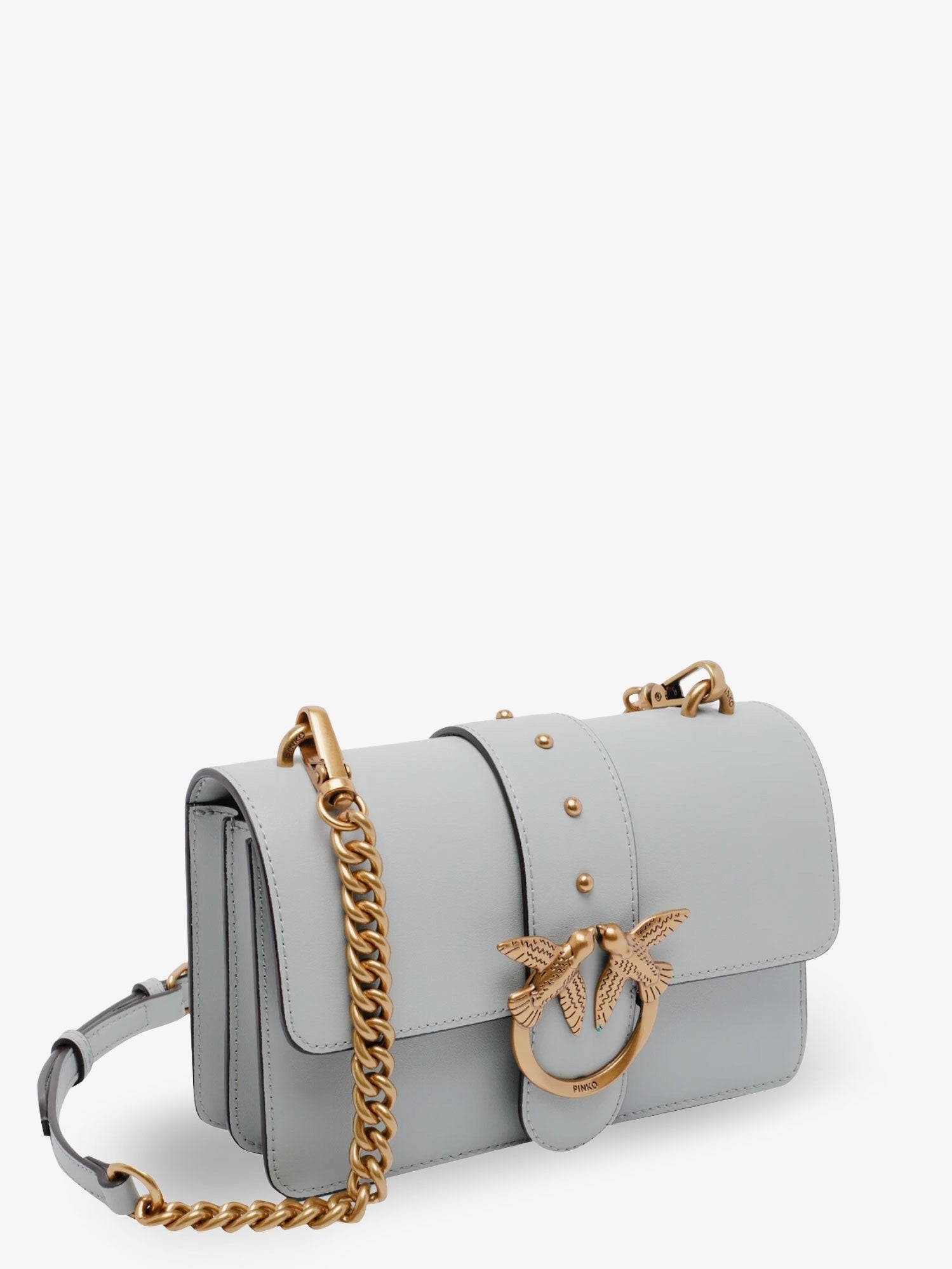 Pinko Women's Love One Mini Leather Crossbody Bag Grey