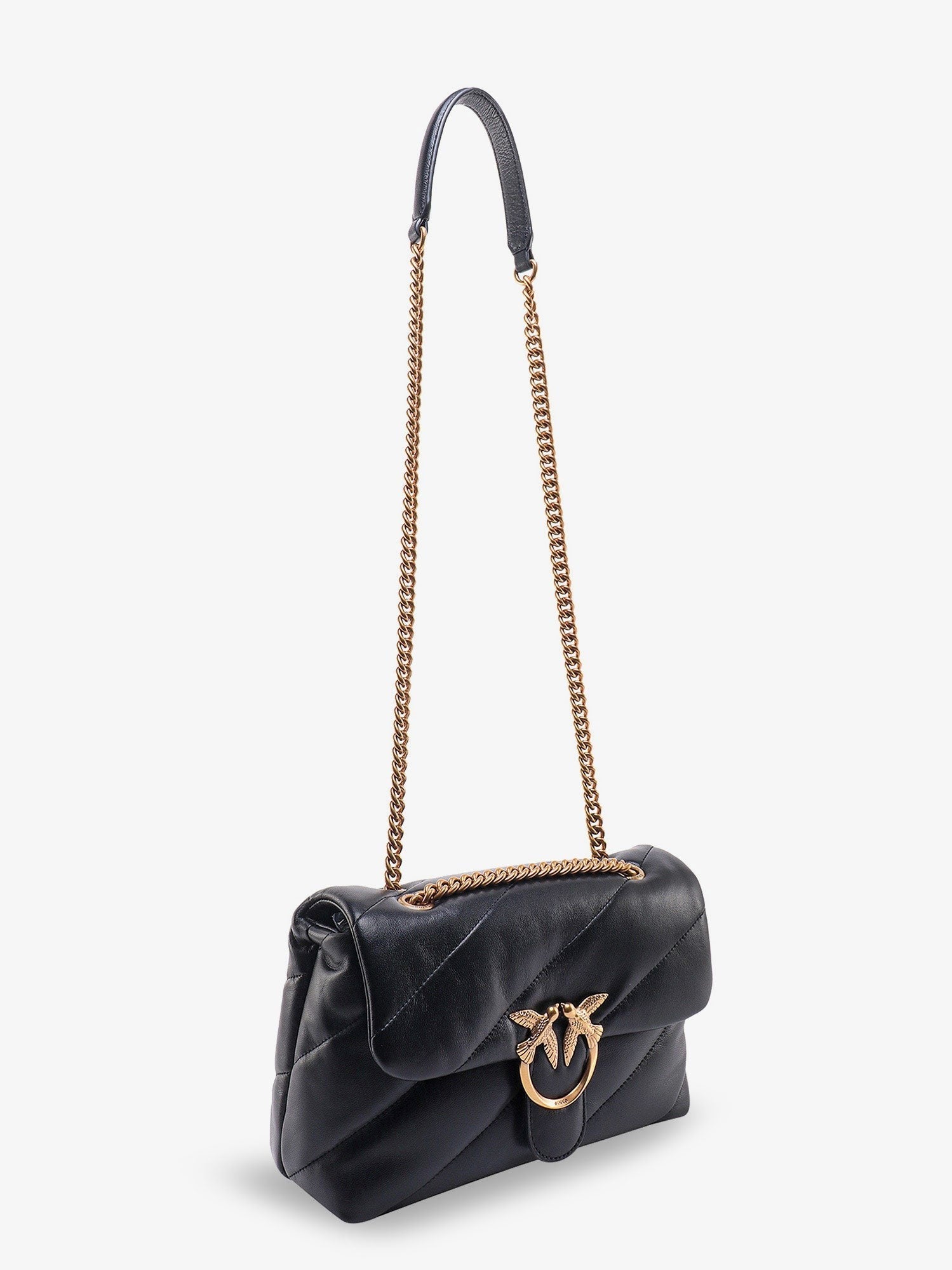 Pinko Women's Love Puff Classic Matelassé Leather Shoulder Bag Black