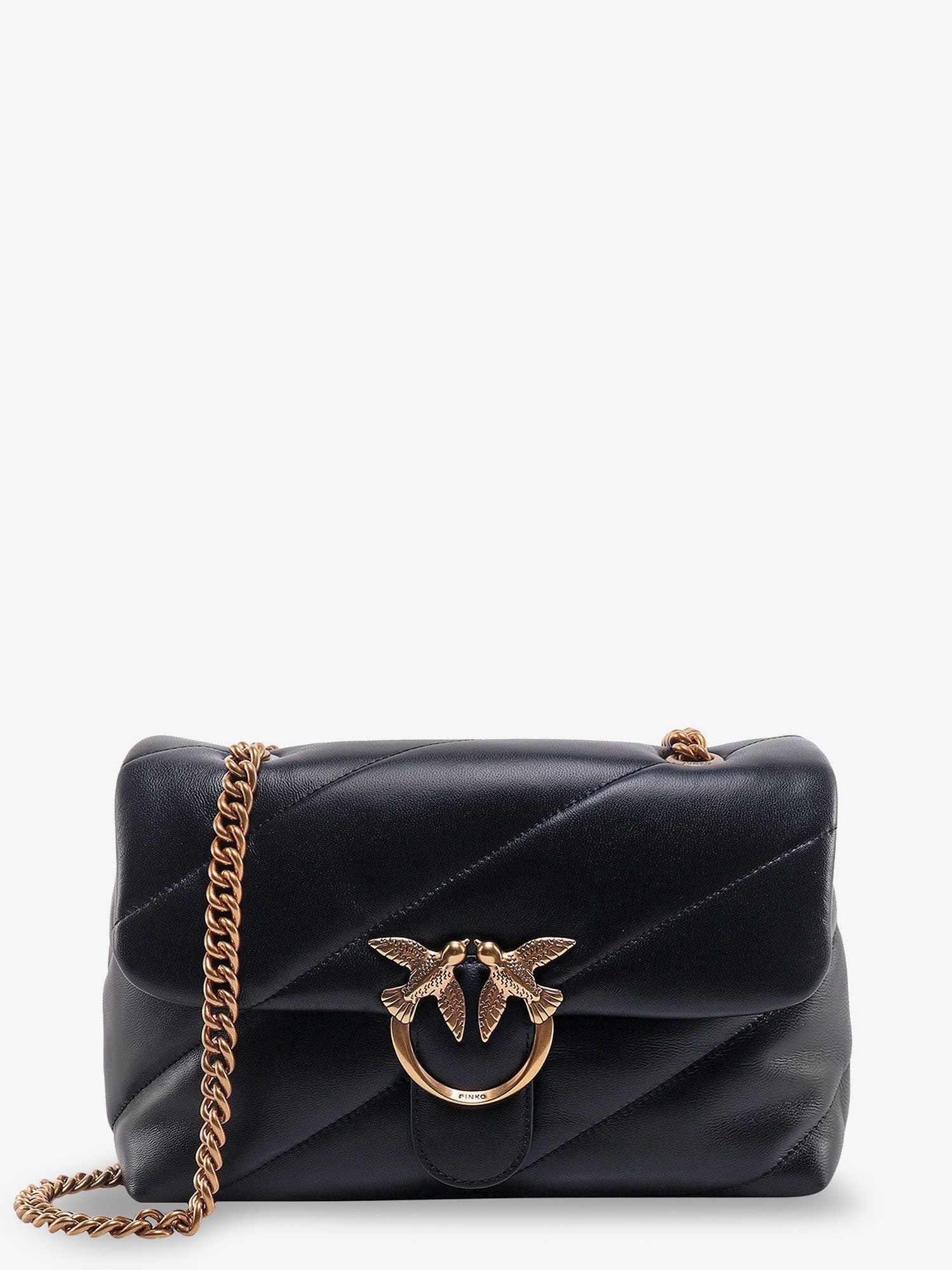 Pinko Women's Love Puff Classic Matelassé Leather Shoulder Bag Black