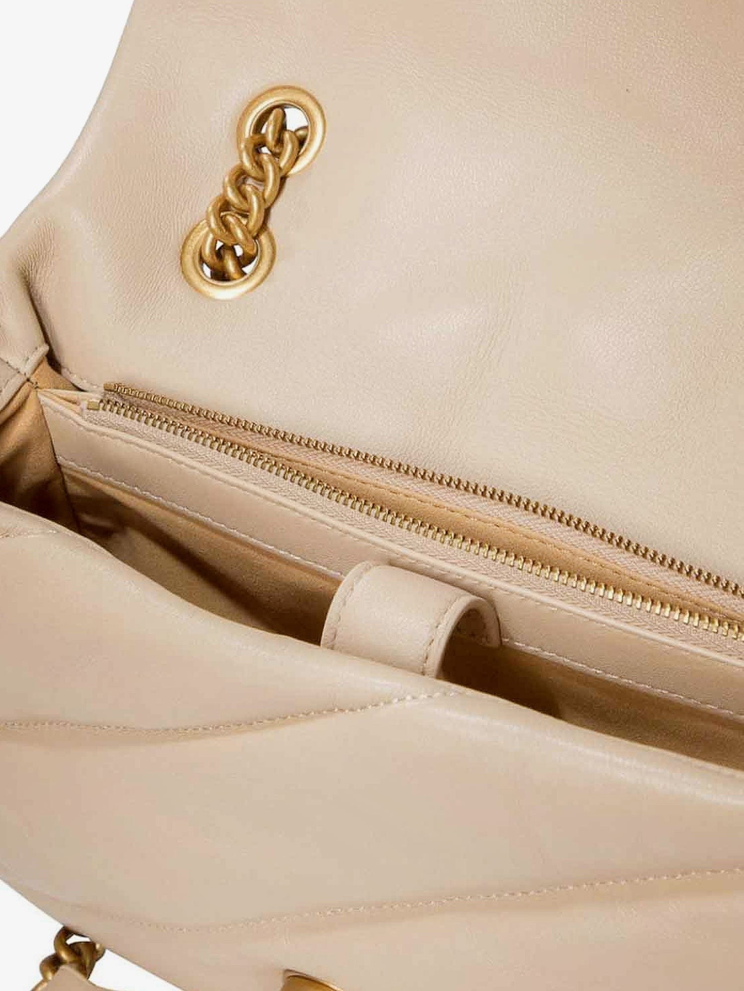Pinko Women's Love Puff Classic Quilted Leather Crossbody Bag Beige