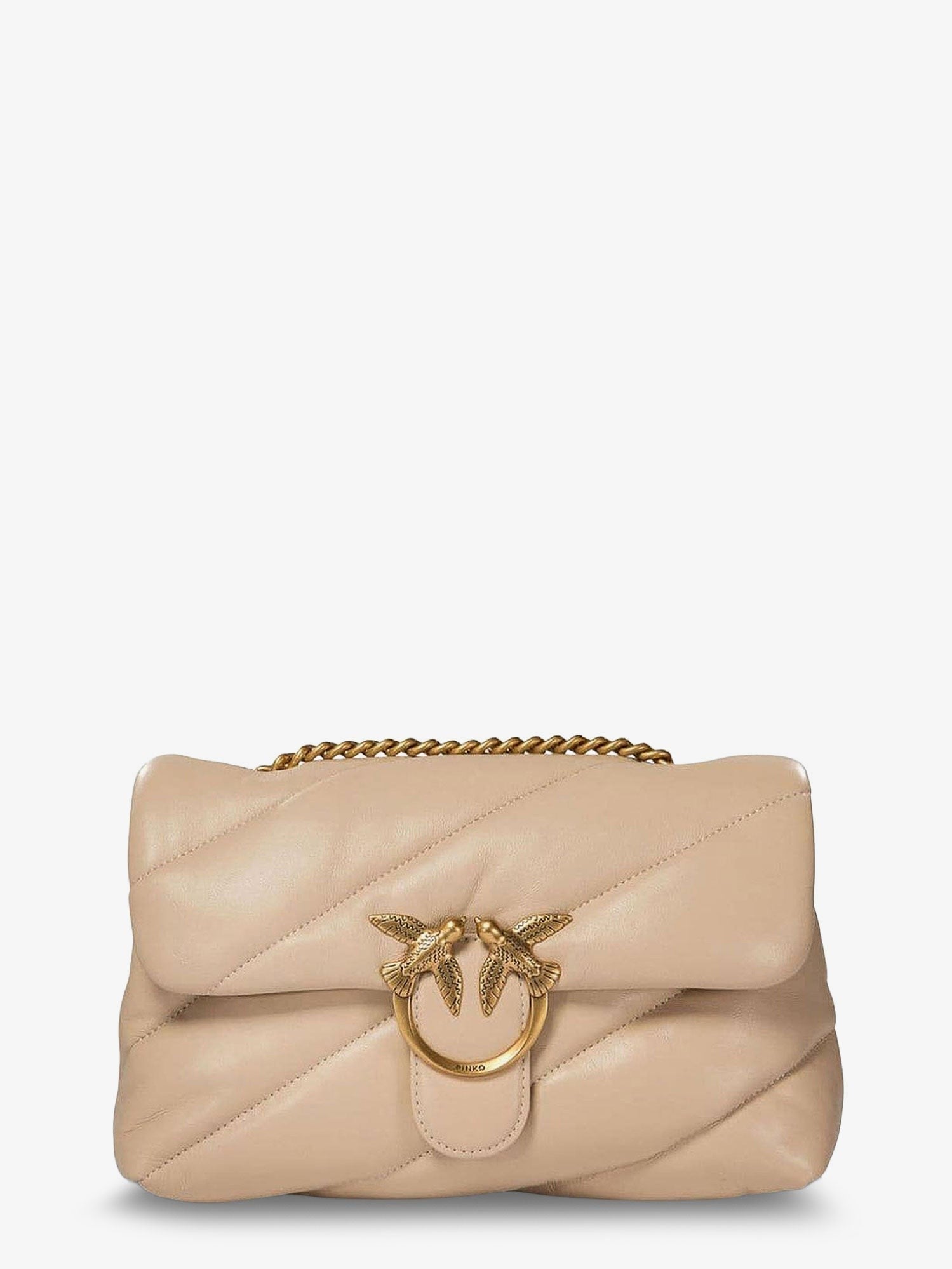 Pinko Women's Love Puff Classic Quilted Leather Crossbody Bag Beige