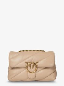 Pinko Women's Love Puff Classic Quilted Leather Crossbody Bag Beige
