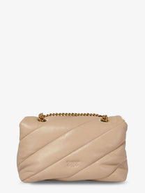 Pinko Women's Love Puff Classic Quilted Leather Crossbody Bag Beige