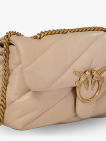 Pinko Women's Love Puff Classic Quilted Leather Crossbody Bag Beige