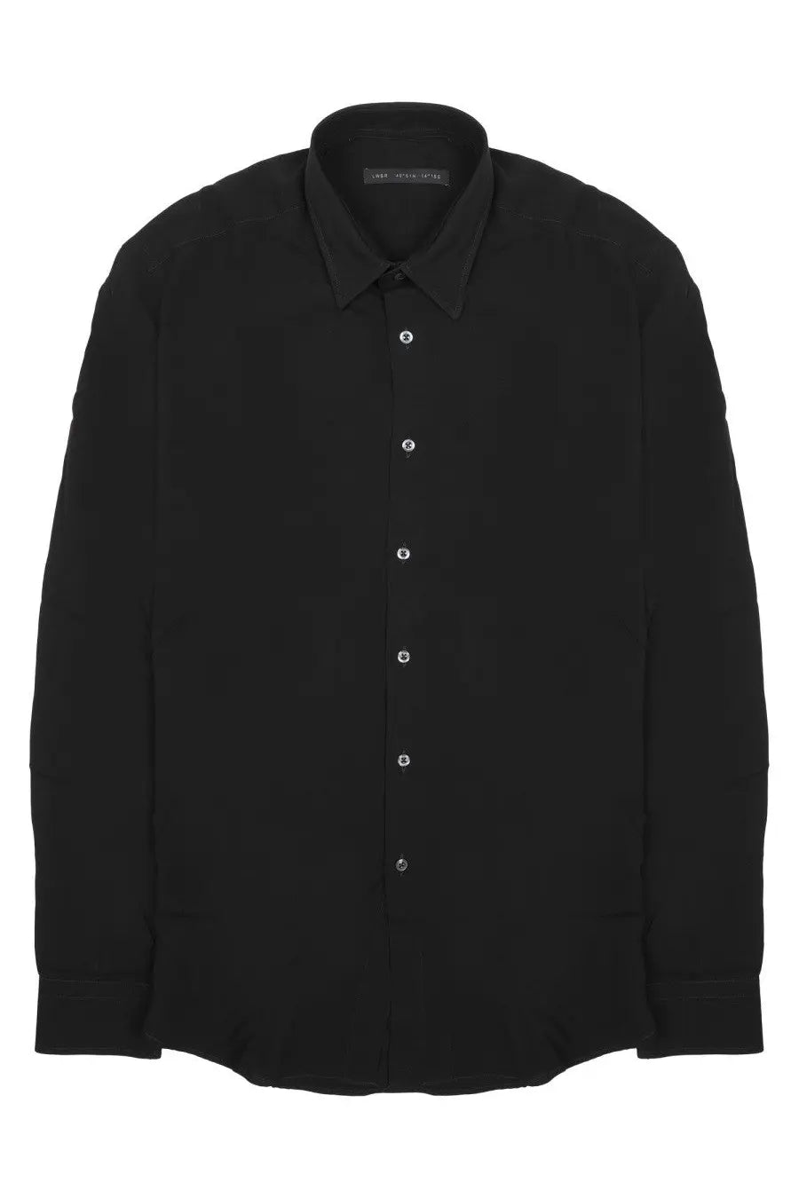 Black long-sleeved low brand men’s camicia in jersey di cotone with crisp collar and subtle sheen