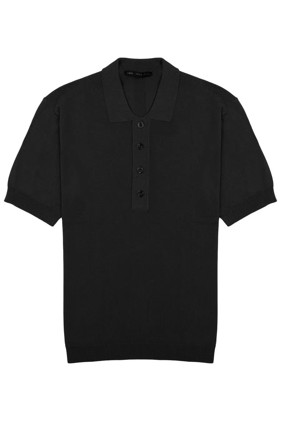 Low brand men’s polo techno in viscosa black short-sleeved with ribbed collar and matching buttons