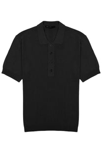 Low brand men’s polo techno in viscosa black short-sleeved with ribbed collar and matching buttons