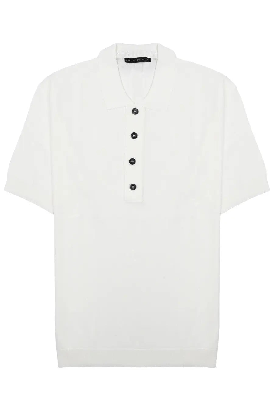 Low Brand men’s white polo shirt in viscosa with short sleeves black buttons and subtle collar brand tag