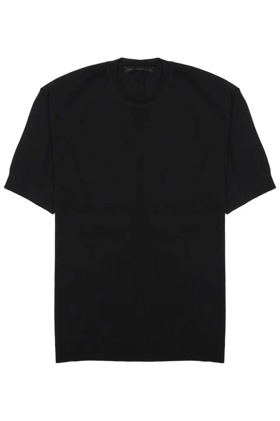 Black short-sleeved crew neck t-shirt with minimalist design made of viscose by Low Brand Mens Shirt Techno in black