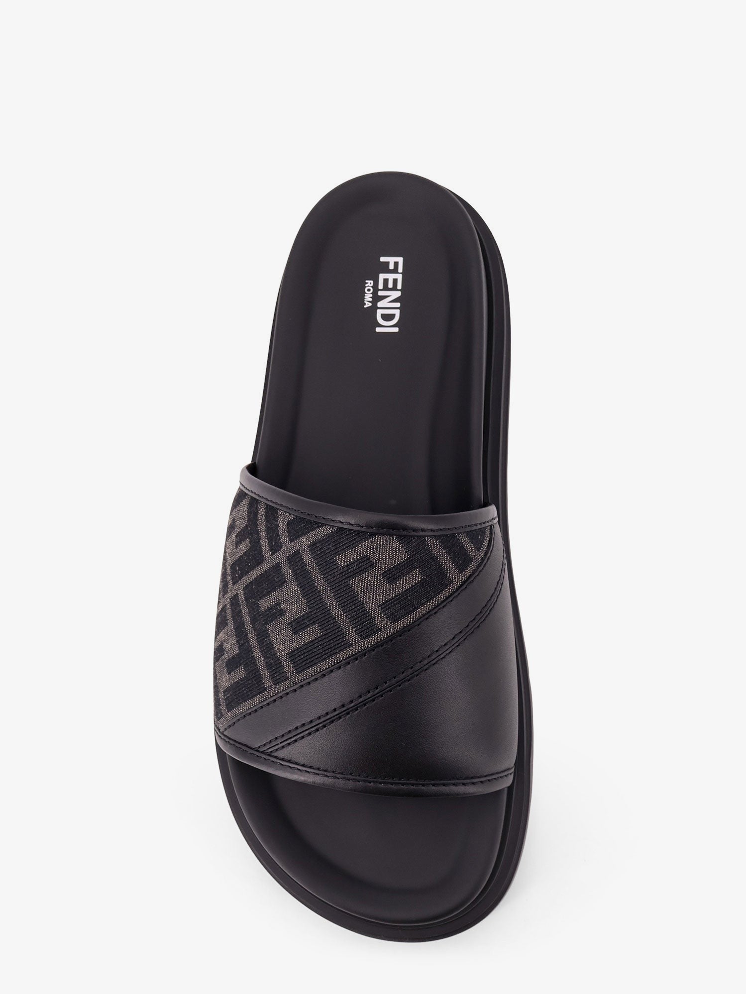 Fendi Men's Low Leather Sandals Black