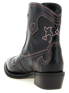Ganni Low Shaft Embroidered Western Ankle Boots Black, view 3