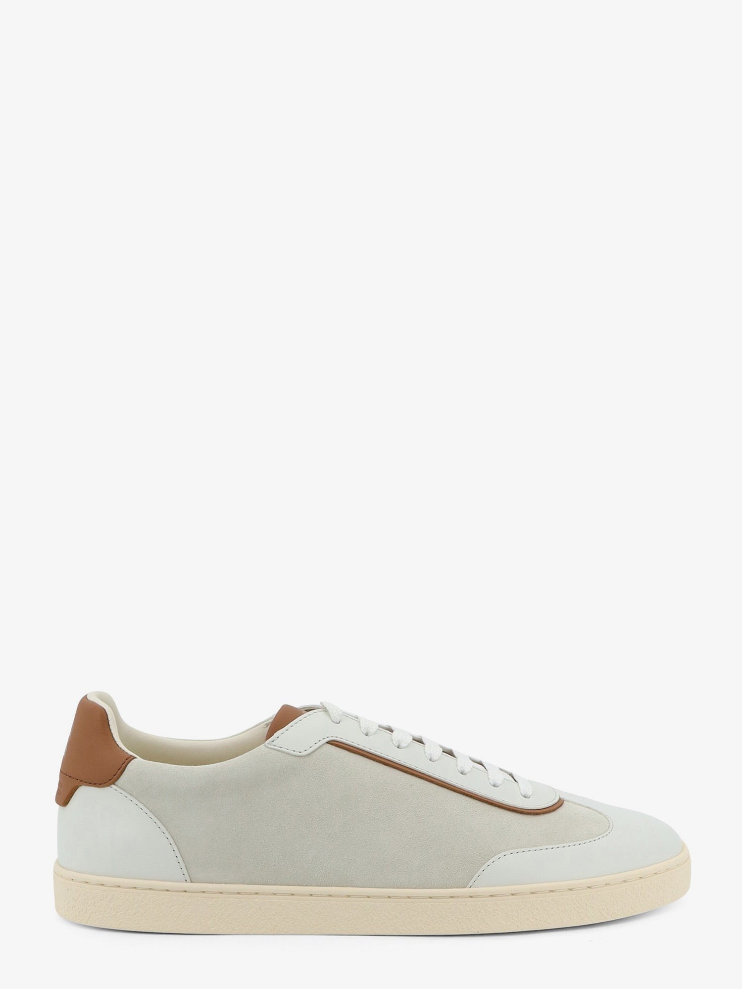 Brunello Cucinelli Men's Low Top Suede and Leather Sneakers White