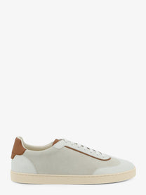 Brunello Cucinelli Men's Low Top Suede and Leather Sneakers White