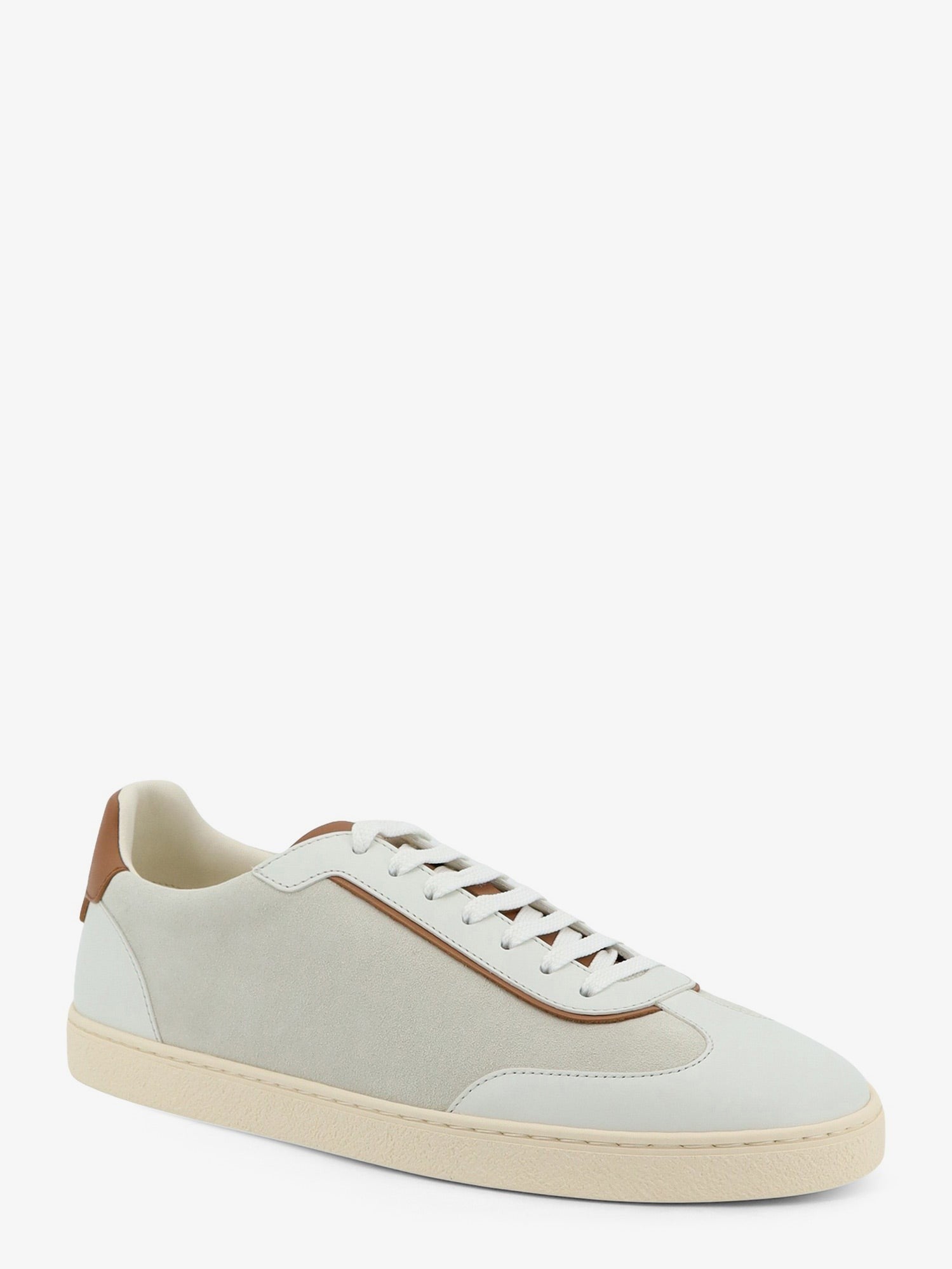 Brunello Cucinelli Men's Low Top Suede and Leather Sneakers White