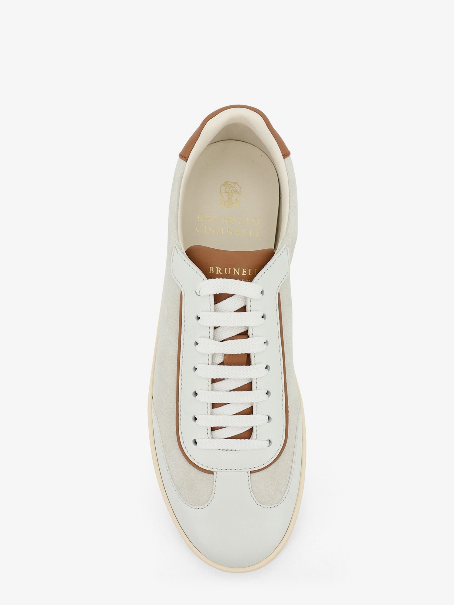 Brunello Cucinelli Men's Low Top Suede and Leather Sneakers White