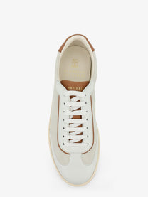 Brunello Cucinelli Men's Low Top Suede and Leather Sneakers White