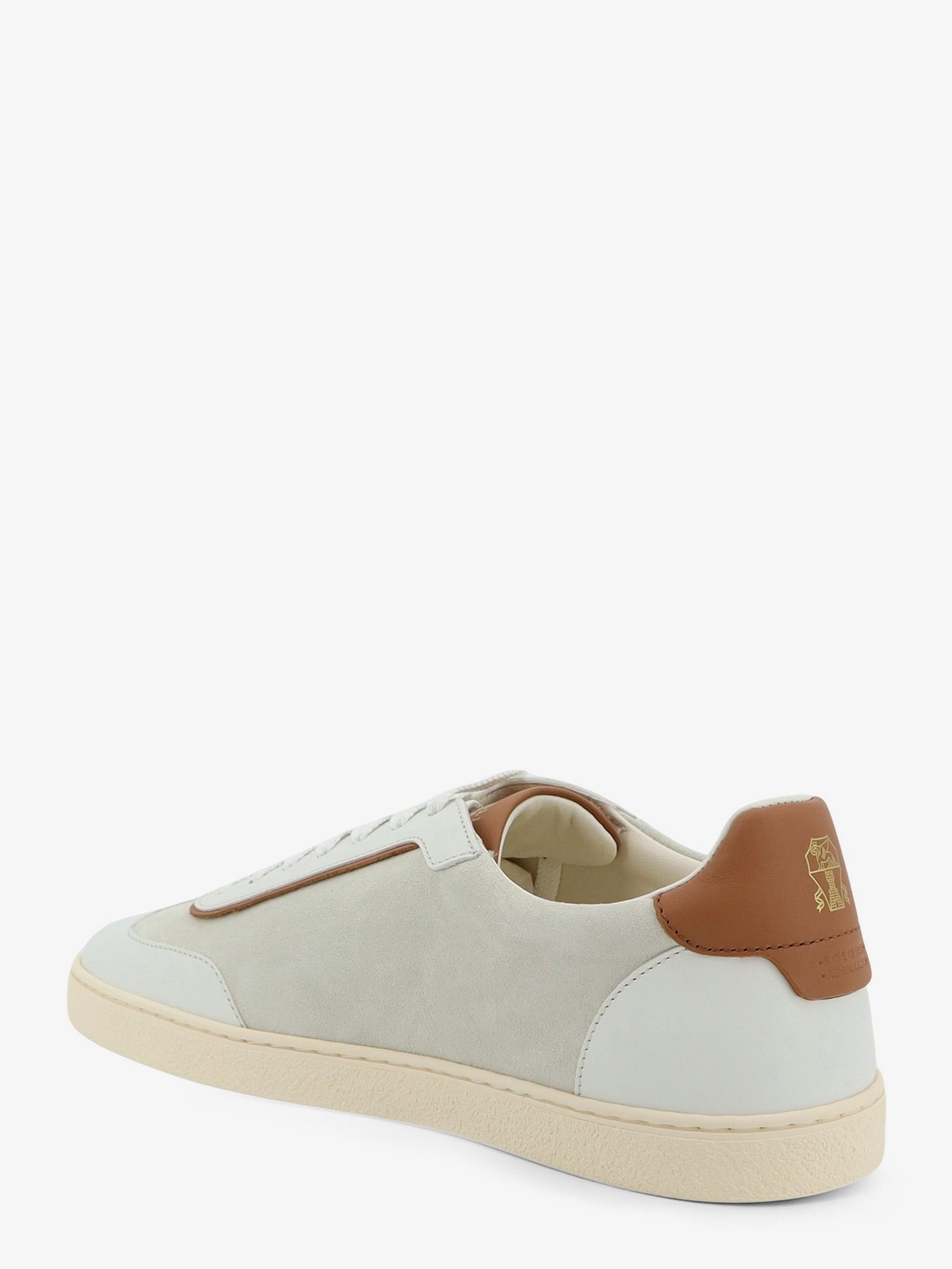 Brunello Cucinelli Men's Low Top Suede and Leather Sneakers White