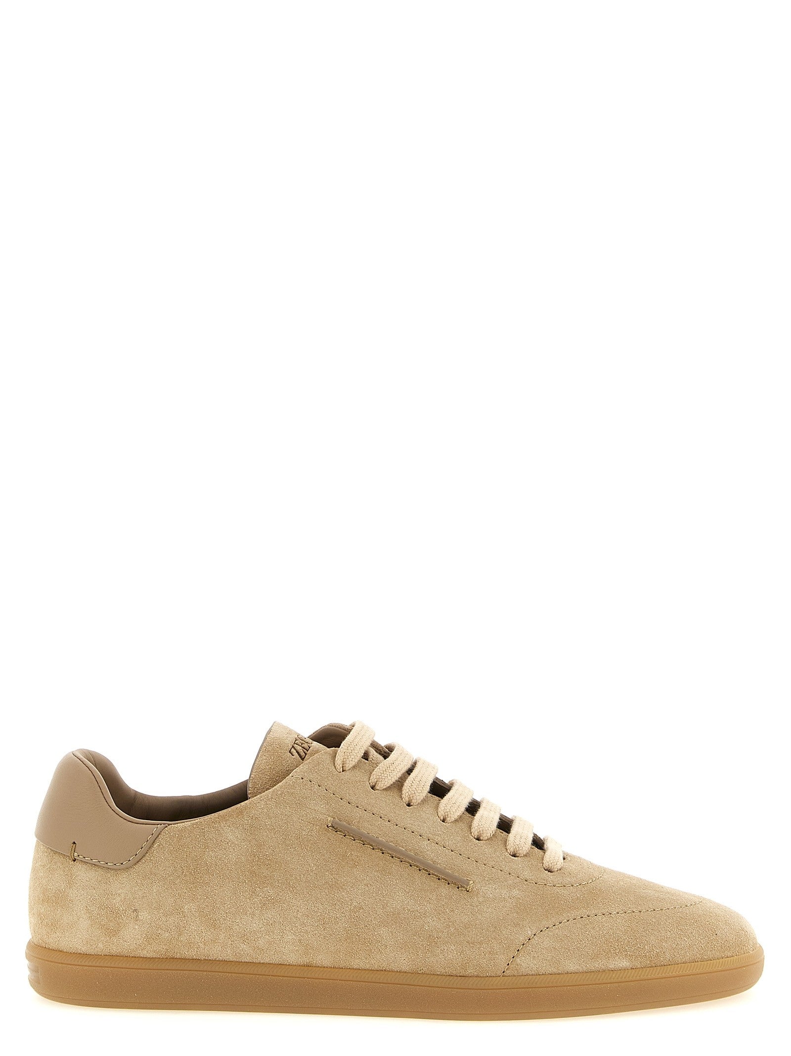 Zegna Low Top Suede Sneakers Beige