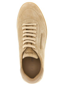 Zegna Low Top Suede Sneakers Beige